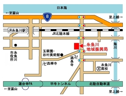 糸魚川農業普及指導センターへのアクセスマップの画像