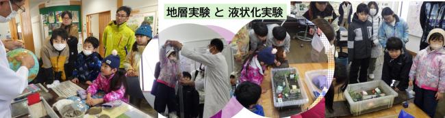 地層実験と液状化実験の様子