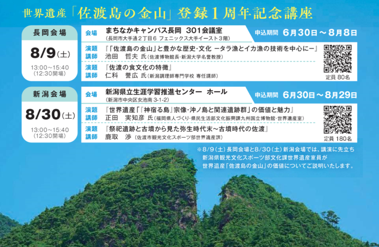 世界遺産「佐渡島の金山」講演会・登録1周年記念講座の画像