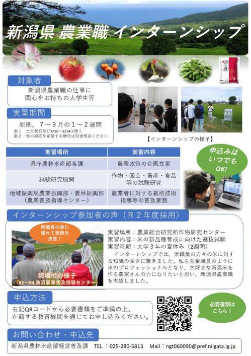 Ｒ８農業職インターンシップチラシ