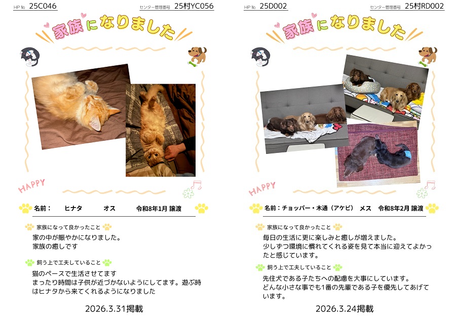 家族になりました