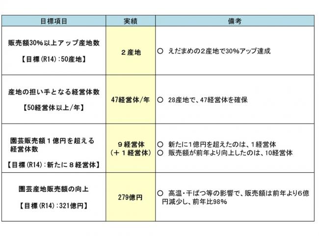 園芸振興基本戦略の実績