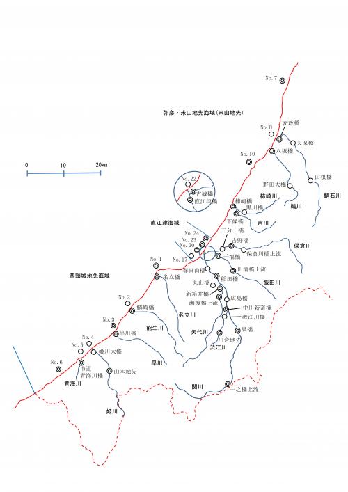 水質測定地点図(上越)