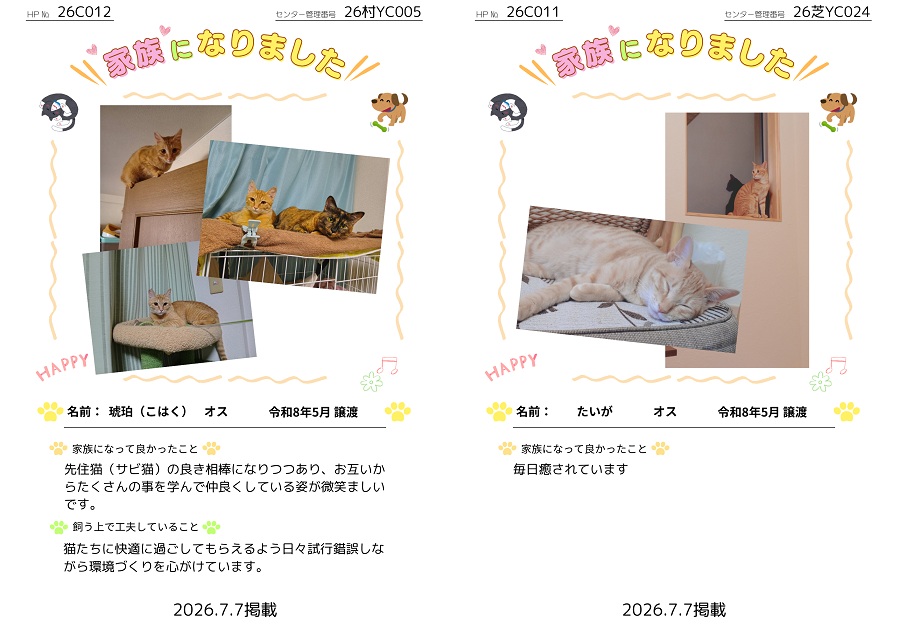 家族になりました
