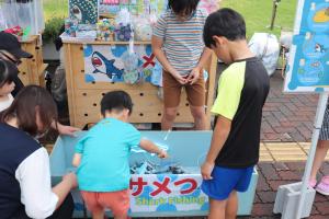 さめ釣りをする子供