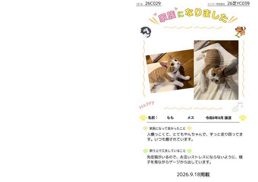 家族になりました